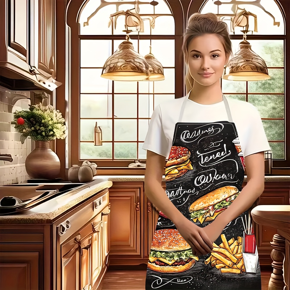 1 peça Avental de Linho Preto  - Home Cooking Fast Foods avaliação e preço